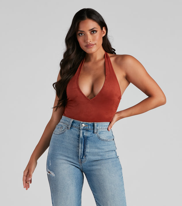 Take The Plunge Faux Suede Bodysuit is a trendy pick to create 2023 festival outfits, festival dresses, outfits for concerts or raves, and complete your best party outfits!