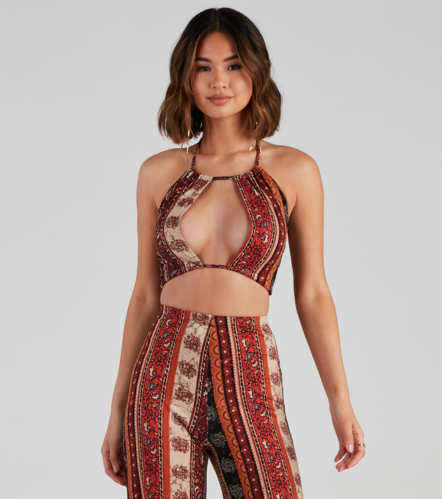 Desert Dreamer Halter Crop Top is a trendy pick to create 2023 festival outfits, festival dresses, outfits for concerts or raves, and complete your best party outfits!