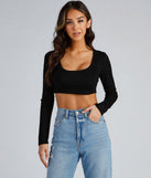 Dress up in So Effortless Long Sleeve Crop Top as your going-out dress for holiday parties, an outfit for NYE, party dress for a girls’ night out, or a going-out outfit for any seasonal event!