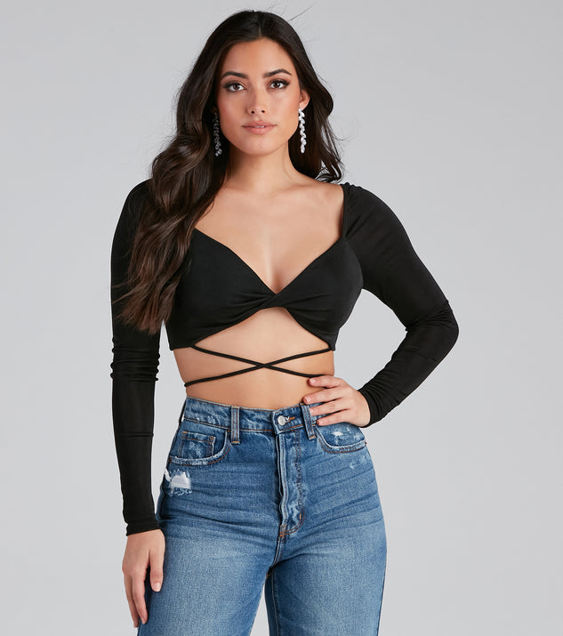 With fun and flirty details, Your Moment Slinky Wrap Crop Top shows off your unique style for a trendy outfit for the summer season!
