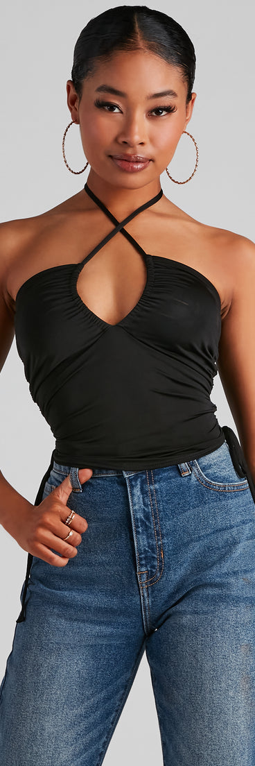 Forever Chic Drawstring Halter Top is a trendy pick to create 2023 festival outfits, festival dresses, outfits for concerts or raves, and complete your best party outfits!