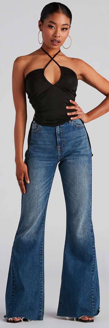 With fun and flirty details, Forever Chic Drawstring Halter Top shows off your unique style for a trendy outfit for the summer season!