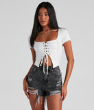 Drawn In Ribbed Crop Top is a trendy pick to create 2023 festival outfits, festival dresses, outfits for concerts or raves, and complete your best party outfits!