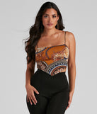 Luxe Links Tie-Back Scarf Top is a trendy pick to create 2023 festival outfits, festival dresses, outfits for concerts or raves, and complete your best party outfits!