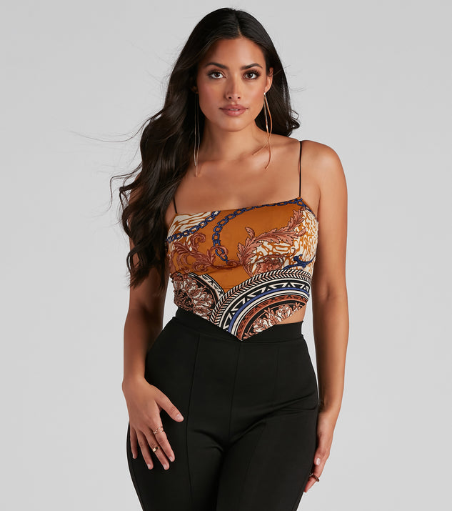 Luxe Links Tie-Back Scarf Top is a trendy pick to create 2023 festival outfits, festival dresses, outfits for concerts or raves, and complete your best party outfits!