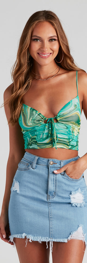 Sixties Queen Swirl Mesh Crop Top is a trendy pick to create 2023 festival outfits, festival dresses, outfits for concerts or raves, and complete your best party outfits!