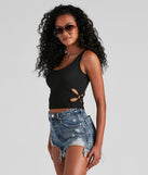 Stylish To Pieces Cutout Tank Top is a trendy pick to create 2023 festival outfits, festival dresses, outfits for concerts or raves, and complete your best party outfits!