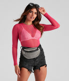 Graphic Mesh Long Sleeve Top IS322