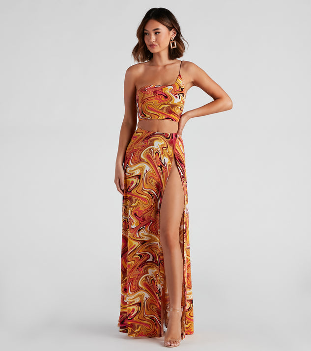Retro Swirls One Shoulder Top is a trendy pick to create 2023 festival outfits, festival dresses, outfits for concerts or raves, and complete your best party outfits!