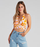 Retro Fab Floral Halter Crop Top is a trendy pick to create 2023 festival outfits, festival dresses, outfits for concerts or raves, and complete your best party outfits!