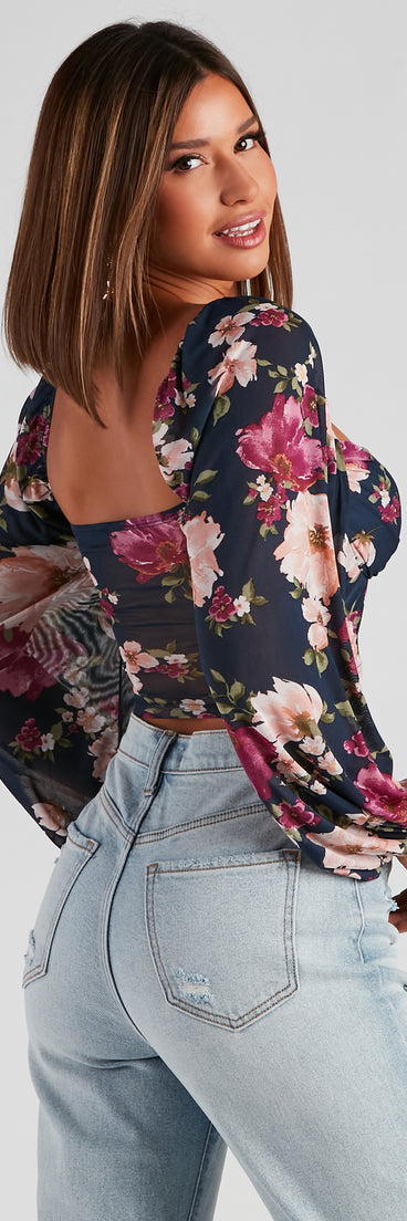 With fun and flirty details, Flirty Floral Mesh Bustier shows off your unique style for a trendy outfit for the summer season!