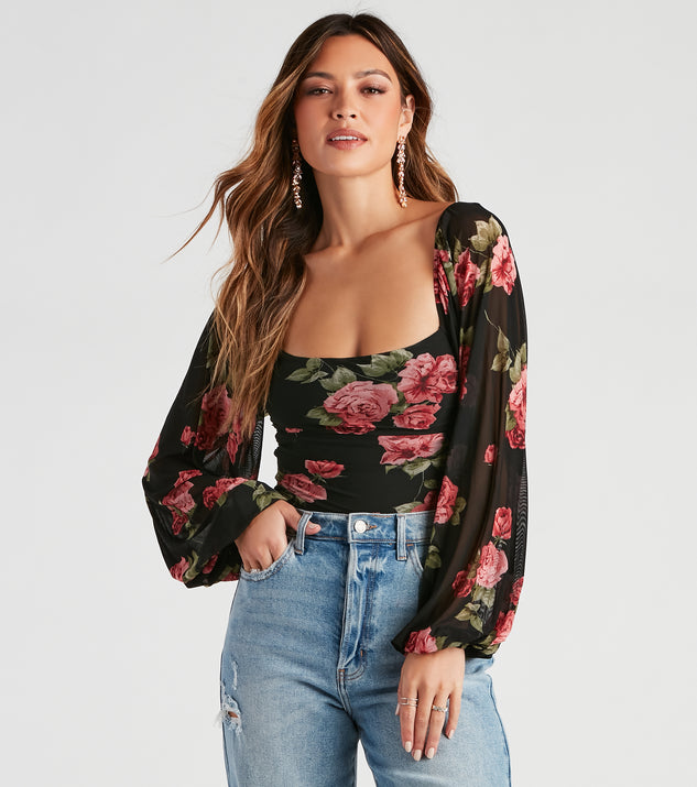 The trendy Budding Romance Floral Mesh Bodysuit is the perfect pick to create a holiday outfit, new years attire, cocktail outfit, or party look for any seasonal event!