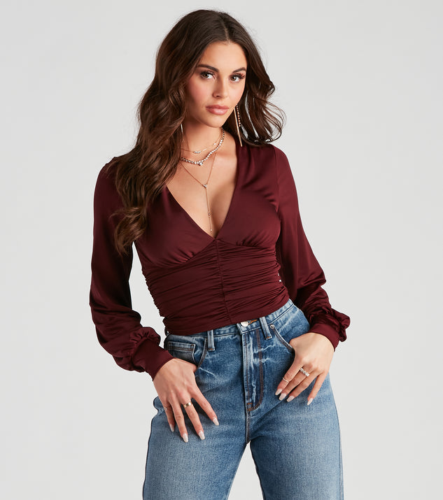 The trendy Sultry Classic Plunge V-Neck Top is the perfect pick to create a holiday outfit, new years attire, cocktail outfit, or party look for any seasonal event!