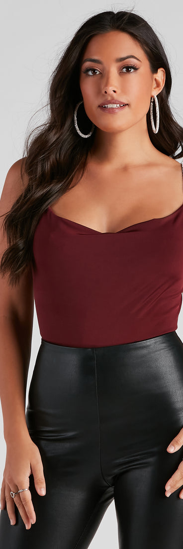 All That Glistens Cowl Neck Bodysuit is a trendy pick to create 2023 festival outfits, festival dresses, outfits for concerts or raves, and complete your best party outfits!