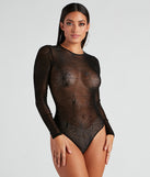 Long Sleeve Spiderweb Bodysuit in Black