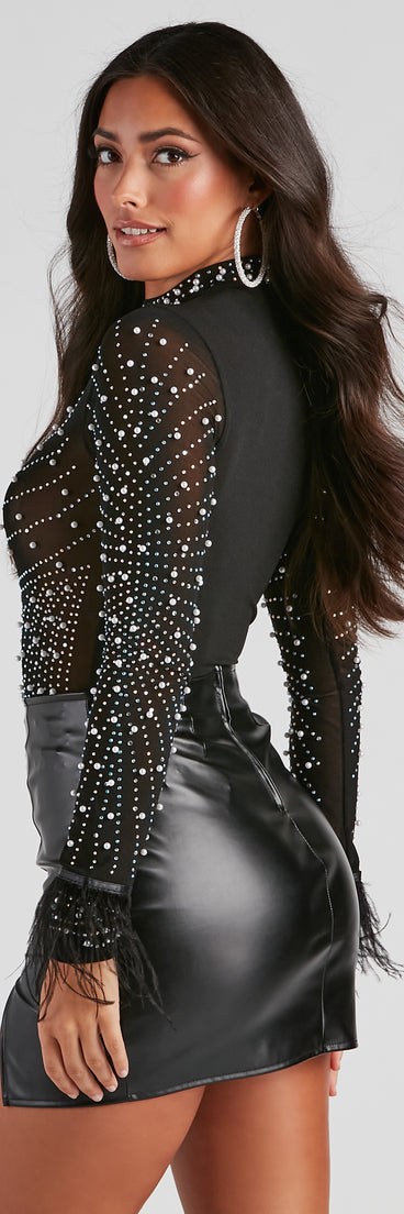 With fun and flirty details, Bold Chic Pearl Mesh Bodysuit shows off your unique style for a trendy outfit for the summer season!
