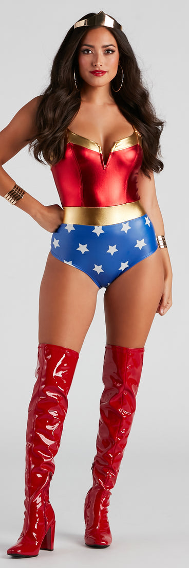 With fun and flirty details, Warrior Woman Star Print Metallic Bodysuit shows off your unique style for a trendy outfit for the summer season!