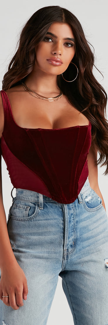With fun and flirty details, Velvet Vixen Cropped Bustier shows off your unique style for a trendy outfit for the summer season!