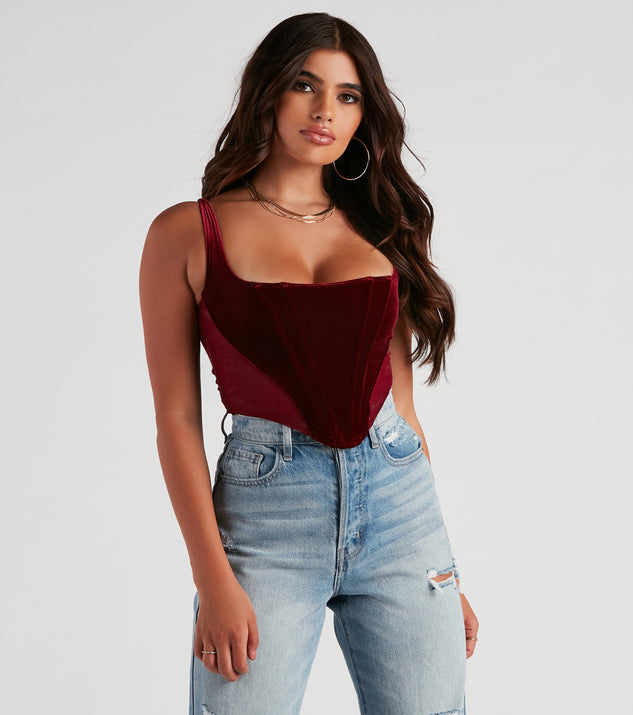 With fun and flirty details, Velvet Vixen Cropped Bustier shows off your unique style for a trendy outfit for the summer season!