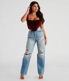 With fun and flirty details, Velvet Vixen Cropped Bustier shows off your unique style for a trendy outfit for the summer season!