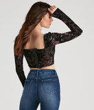 With fun and flirty details, Trendy Florals Flocked Velvet Corset Top shows off your unique style for a trendy outfit for the summer season!