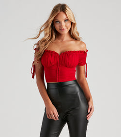With fun and flirty details, Hooked In Ruched Crop Top shows off your unique style for a trendy outfit for the summer season!