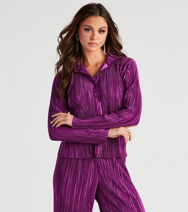 The trendy Dinner Date Satin Button Down Top is the perfect pick to create a holiday outfit, new years attire, cocktail outfit, or party look for any seasonal event!