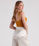 With fun and flirty details, Luxe Trendsetter Velvet Burnout Corset Top shows off your unique style for a trendy outfit for the summer season!
