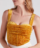 With fun and flirty details, Luxe Trendsetter Velvet Burnout Corset Top shows off your unique style for a trendy outfit for the summer season!