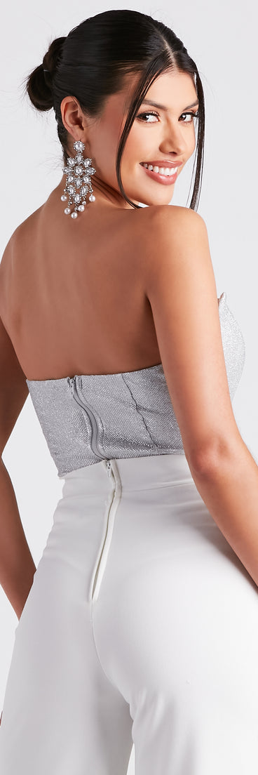 With fun and flirty details, Sparkly Hype Glitter Tube Bodysuit shows off your unique style for a trendy outfit for the summer season!