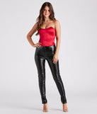 With fun and flirty details, Girl's Night Out Strapless Satin Corset Top shows off your unique style for a trendy outfit for the summer season!