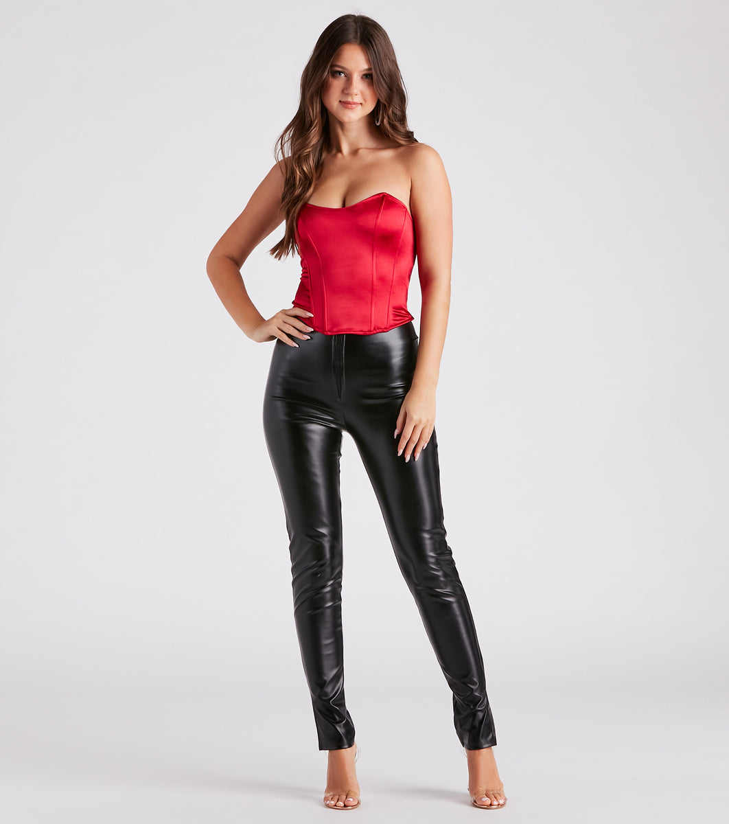 Girl's Night Out Strapless Satin Corset Top