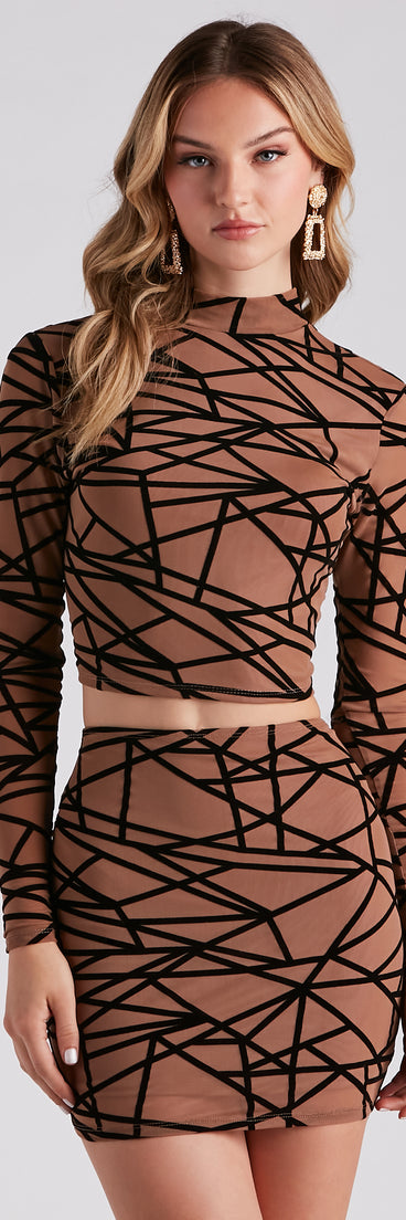 With fun and flirty details, Match Made Mesh Abstract Crop Top shows off your unique style for a trendy outfit for the summer season!