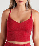 With fun and flirty details, So Haute Glitter Knit Crop Top shows off your unique style for a trendy outfit for the summer season!