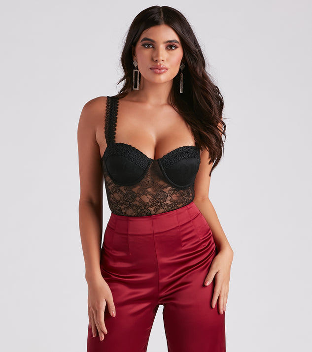 With fun and flirty details, Lace Be Sheer Bustier Bodysuit shows off your unique style for a trendy outfit for the summer season!