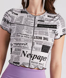 With fun and flirty details, So Extra Newspaper Print Crop Top shows off your unique style for a trendy outfit for the summer season!