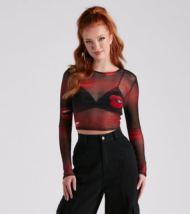 With fun and flirty details, A Kiss On The Lips Mesh Crop Top shows off your unique style for a trendy outfit for the summer season!