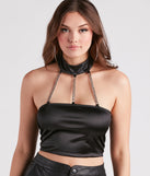 Looks Can Kill Chain Choker Crop Top is a trendy pick to create 2023 concert outfits, festival dresses, outfits for raves, or to complete your best party outfits or clubwear!