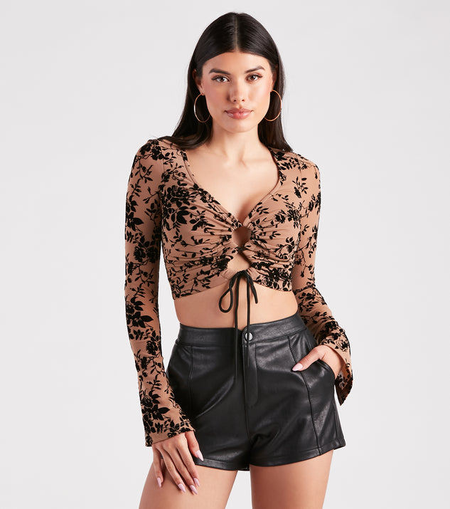With fun and flirty details, Fancy Me Velvet Burnout Crop Top shows off your unique style for a trendy outfit for the summer season!