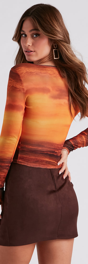 With fun and flirty details, Sunset Beauty Sheer Mesh Top shows off your unique style for a trendy outfit for the summer season!