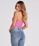 With fun and flirty details, Babe Factor Latex Corset Crop Top shows off your unique style for a trendy outfit for the summer season!
