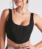 With fun and flirty details, Talk Of The Night Mesh Corset Top shows off your unique style for a trendy outfit for the summer season!