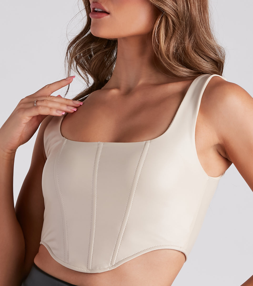 Sleek Style Faux Leather Corset Top