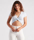 With fun and flirty details, Flaunt It Girl V-Neck Twist Crop Top shows off your unique style for a trendy outfit for the summer season!