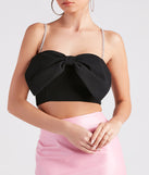 With fun and flirty details, Cutest Glamour Bow-Front Crop Top shows off your unique style for a trendy outfit for the summer season!