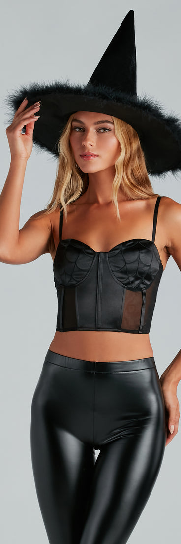 Spin Your Web Satin Mesh Bustier