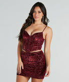 With fun and flirty details, the Twice As Flirty Flocked Velvet Bustier shows off your unique style for a trendy outfit for summer!
