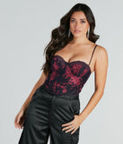 Midnight Bloom Floral Lace-Up Bustier