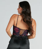 Midnight Bloom Floral Lace-Up Bustier