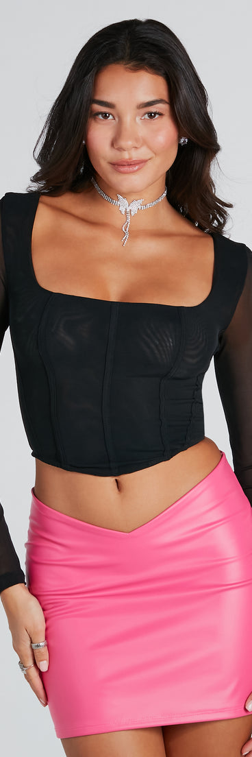 Sultry Mode Long Sleeve Corset Top